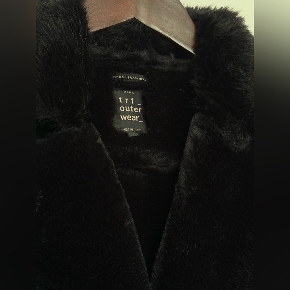 ZARA Motorcycle style jacket XS fur lined black suede - Picture 2 of 7
